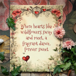 ENKEL VINTAGE GARDEN HEART MED SVETSKVOT KÄRLEK VYKORT