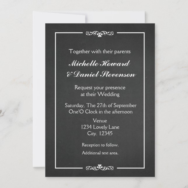 Enkel Vintage Krita Bröllop Elegant Inbjudan (Framsida)