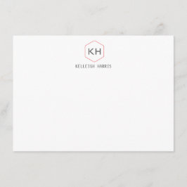 Enkel Vintage Monogram-Logotyp i Grått/rött Noteca Anteckningskort