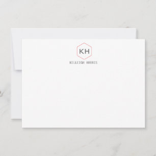 Enkel Vintage Monogram-Logotyp i Grått/rött Noteca Anteckningskort