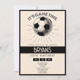 Enkel Vintage Retro Black-fotboll Inbjudningar