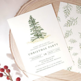 Enkel Vintage Ständigt Grön Julfest Inbjudningar