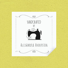 Enkel Vintage Syande Maskin Hand Craft Fyrkantigt Klistermärke