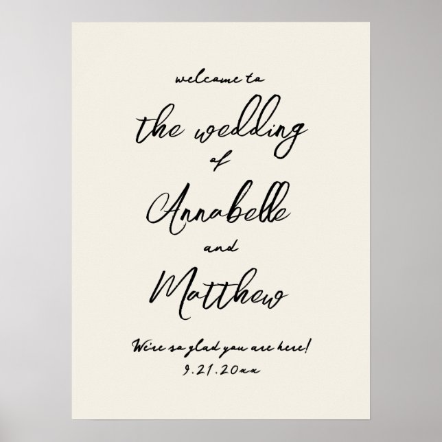 Enkel Vintage Whimsisk Välkomstskylt för Bröllop Poster (Framsidan)