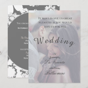 Enkel vinter-Blommigt Bröllop och foto-Inbjudan Inbjudningar