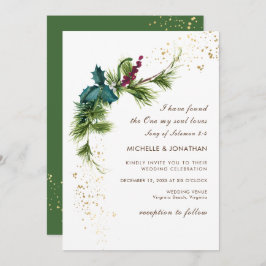 Enkel vinter Greenery Modern Christian Bröllop Inbjudningar