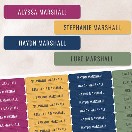 Enkel vinter Ljusa färger Kids Watersecure Namn Klistermärke