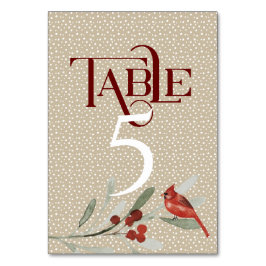 Enkel vinter med kardinalbröllop nr 5 bordsnummer