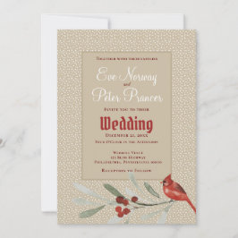 Enkel vinterbröllop med kardinal och grönt bröllop meddelande