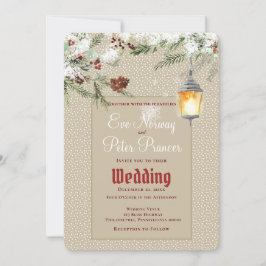 Enkel vinterbröllop med lykta och grönt meddelande