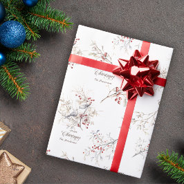 Enkel vinterfågel Red Berries Jul Presentpapper