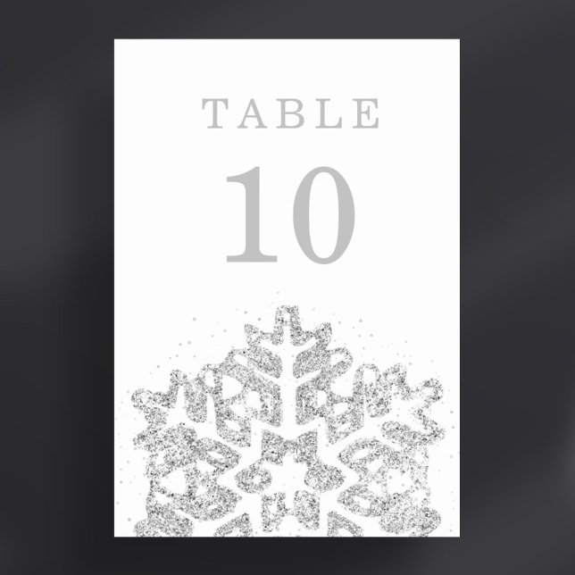 Enkel vinterjul i Bröllop Silver Helgdag Bordsnummer (Simple Winter Christmas Holiday Wedding Silver Table Number)