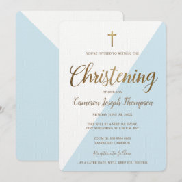 Enkel Virtuell julklapp för blå vit Guld Kor Inbjudningar