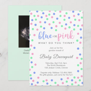 Enkel visning av Confetti Cute Gender Inbjudningar