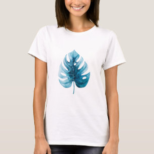 Enkel visning av vattenfärg, blå monstera t shirt