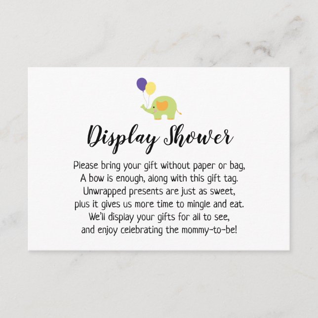 Enkel Visning, babyskor infogning med elefant Tilläggskort (Framsida)