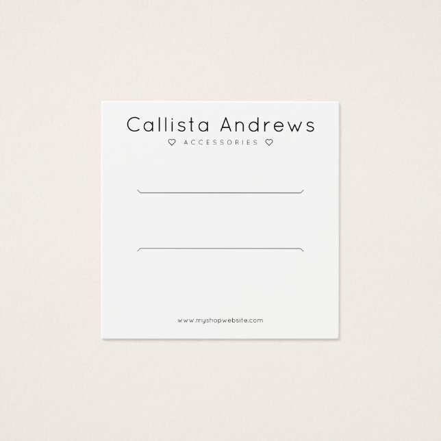 Enkel Visning för vitt svart Elegant i hjärtat Fyrkantigt Visitkort (Framsida)