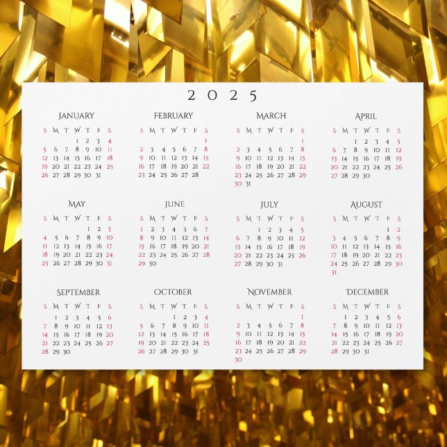 Enkel Vit 2025 års kalendermagnet per Fullt (Simple White 2025 Yearly Full Year Calendar Magnet)