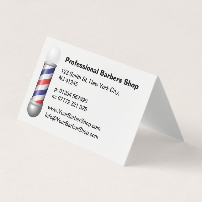 Enkel vit barberarstolps barberare affär kort (Framsida)