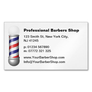 Enkel vit barberarstolps barberare visitkort magnetiska visitkort