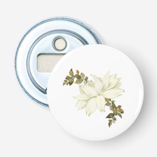 Enkel vit blomma och lövverk flasköppnare