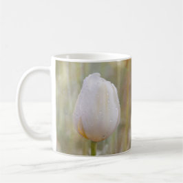 Enkel vit Blommar med droppar och foto Kaffemugg