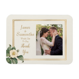 Enkel vit Blommigt | Anpassningsbar Photo Tack Magnet