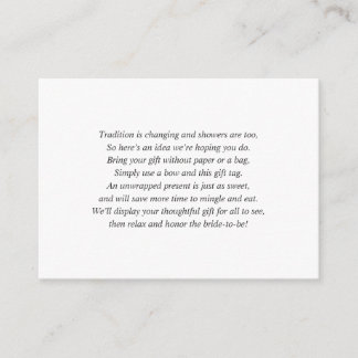 Enkel vit bröllopsdusch-kort + tagg tilläggskort