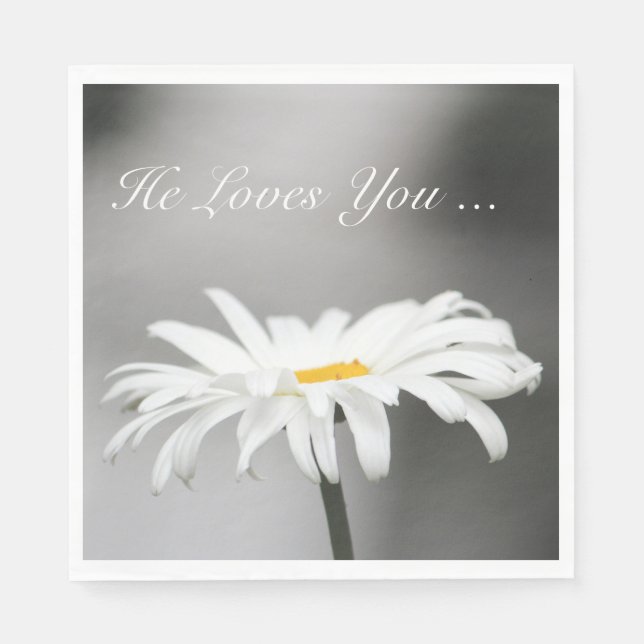 Enkel vit Daisy blomma Pappersservett (Framsidan)