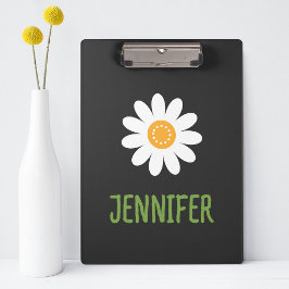Enkel vit Daisy Monogram