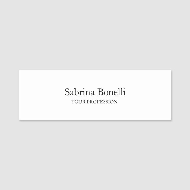 Enkel vit Elegant Namnbricka (Framsida)