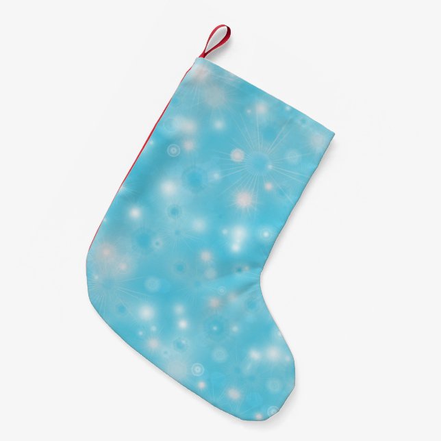 Enkel vit glöd Snöflingor på blå Söt Liten Julstrumpa (Framsidan (Hängande))
