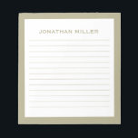 Enkel vit Grönt, typografisk Namn-linje Anteckningsblock<br><div class="desc">Ett anteckningsblock med professionell invändigt med en minimalistisk utformning i sidled grönt och vitt. Anpassningsbar monogram initial och namn på en enkel vit bakgrund,  framtagen av en grönt gräns. Anpassa med hjälp av fält eller använda meddelandeknappen för att kontakta designern för hjälp.</div>