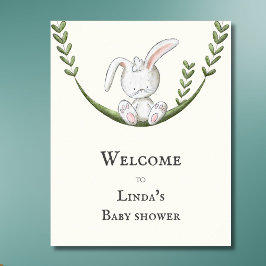 Enkel vit kanin Greenery Välkomstbabystötare Poster