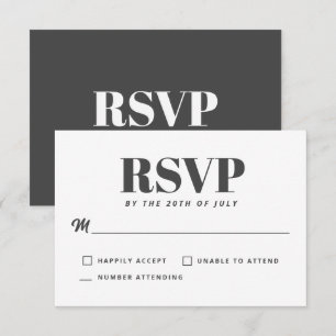 Enkel vit kolgrå modern minimalistisk RSVP OSA Kort