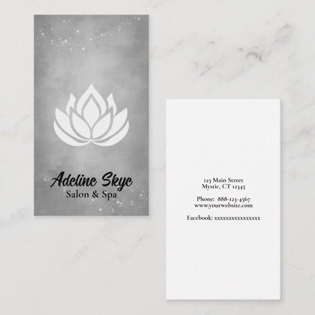 Enkel vit lotus-blomma visitkort (Fram/baksida)