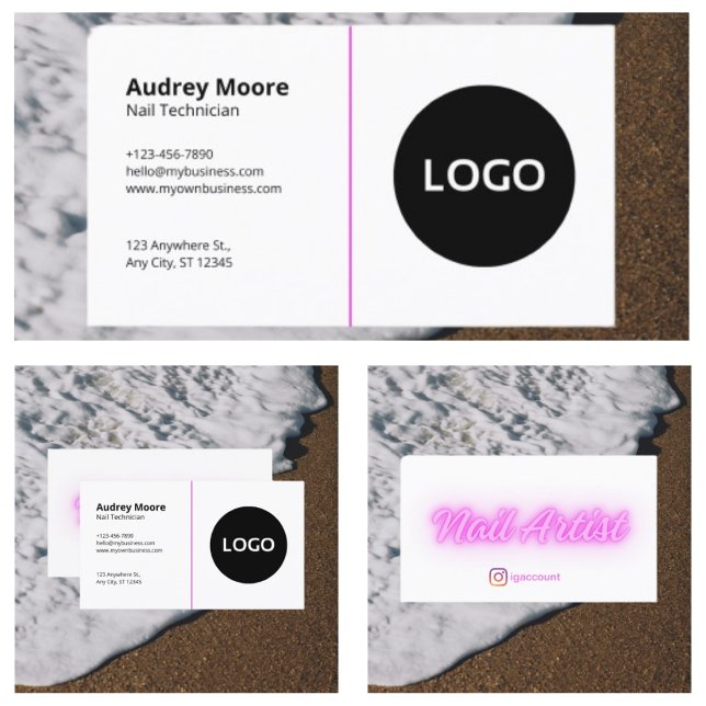 Enkel Vit Mall Nageltekniker Visitkort (Simple White Template Nail Technician Business Card
)