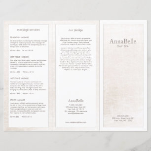 Enkel, vit marmor Salon Spa TriFold Brochure