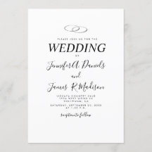 Enkel vit med Ringar Bröllop