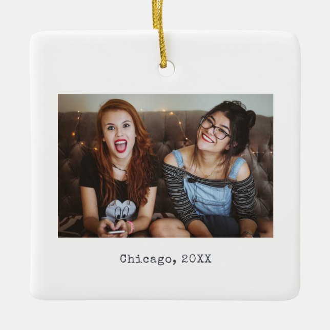 Enkel vit, minimalistisk jultomhet för fotopaken julgransprydnad keramik (Framsida)