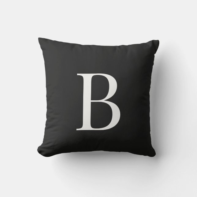 Enkel vit Monogram svart Kudde (Framsida)