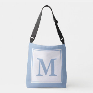 Enkel vit och Baby blue monogrammall Axelväska
