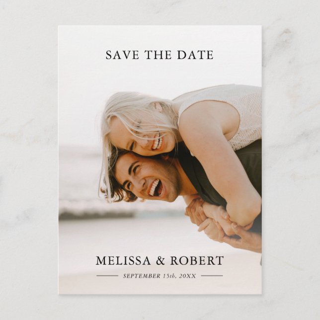 Enkel vit överlagring Spara datum | FOTO Meddelande Vykort (Framsida)