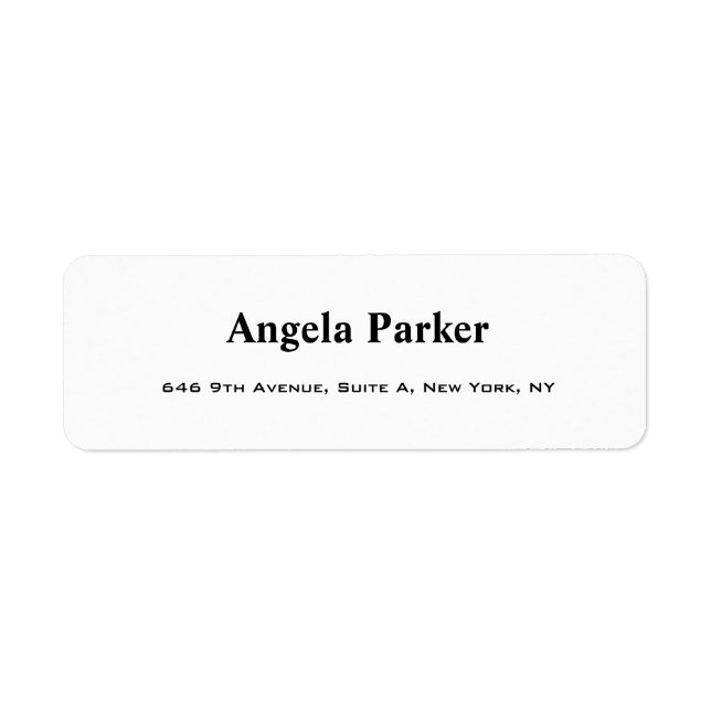 Enkel vit Professionell Modern Returadress Etikett (Framsidan)