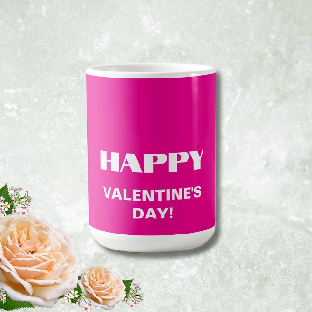Enkel vit ren Alla hjärtans dag | Shock rosa Kaffemugg (Skapare uppladdad)