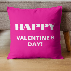 Enkel vit ren Alla hjärtans dag Shock rosa Kudde