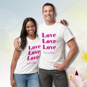 Enkel vit rengöring 3 x Kärlek   Shock rosa T Shirt