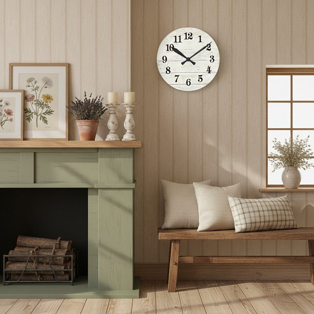 Enkel vit rund träklocka klocka (Skapare uppladdad)