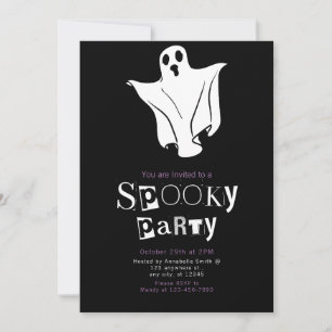 Enkel Vit Spöklik Minimalistisk Halloweenfest Inbjudningar