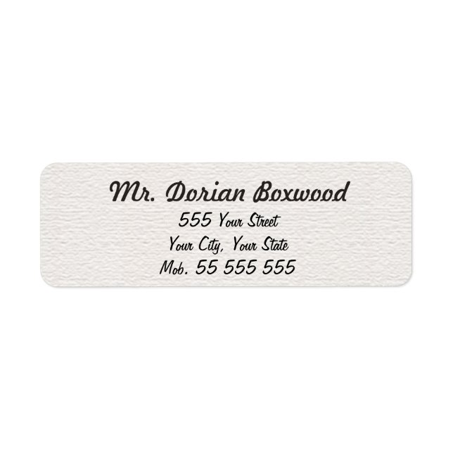 Enkel vit struktur, svart Namn Returadress Etikett (Framsidan)